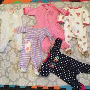 Baby girl clothes, footies 0-3, 3 Months
